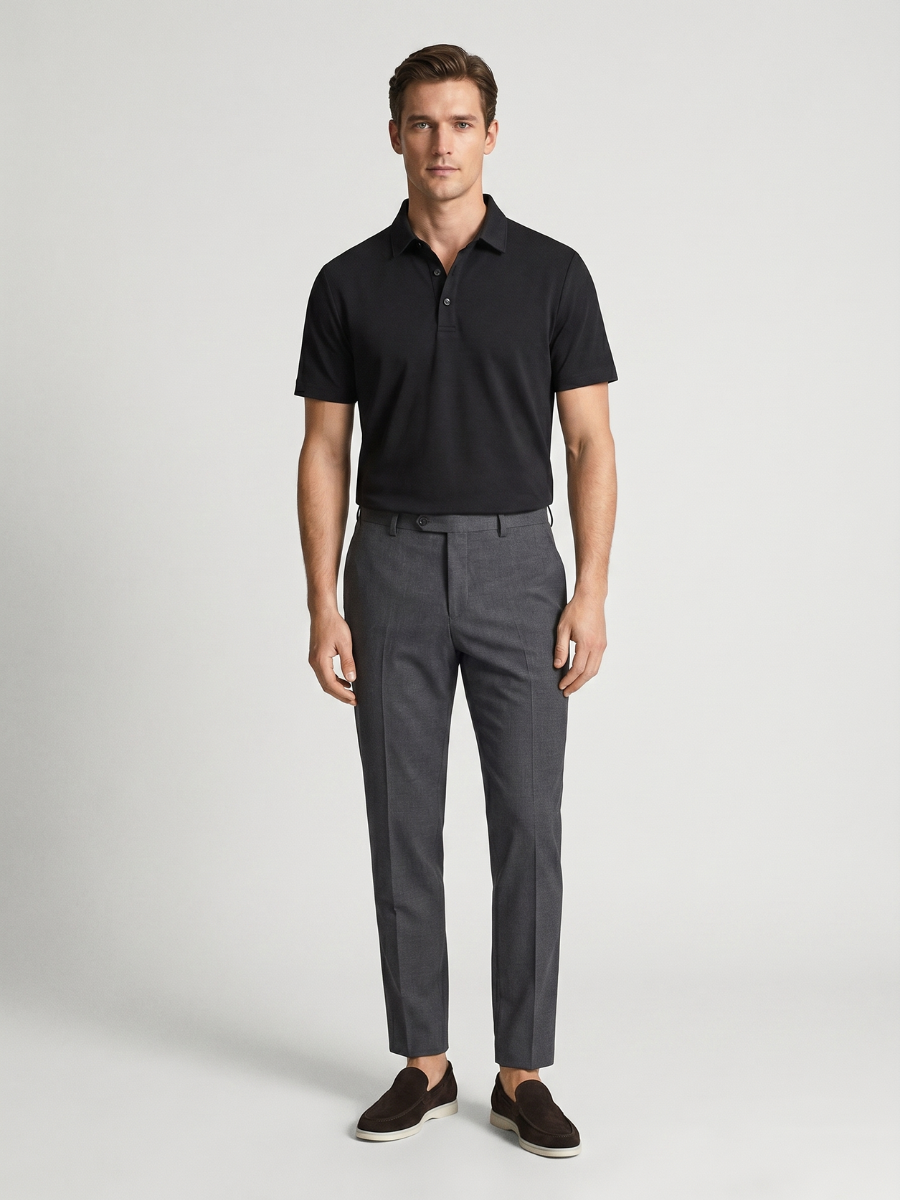 Black Cotton Polo
