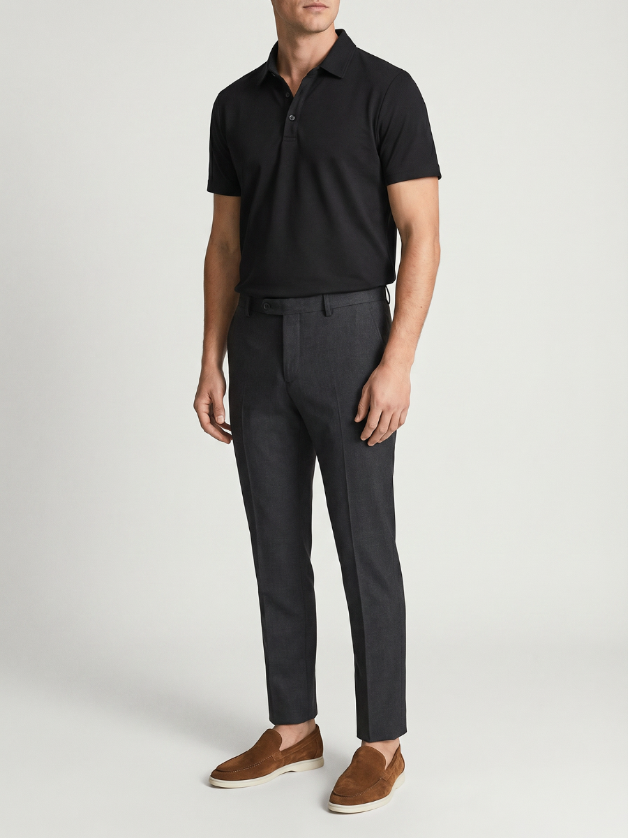 Black Cotton Polo
