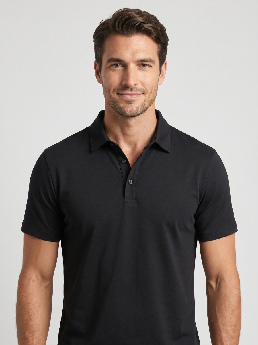 Black Cotton Polo
