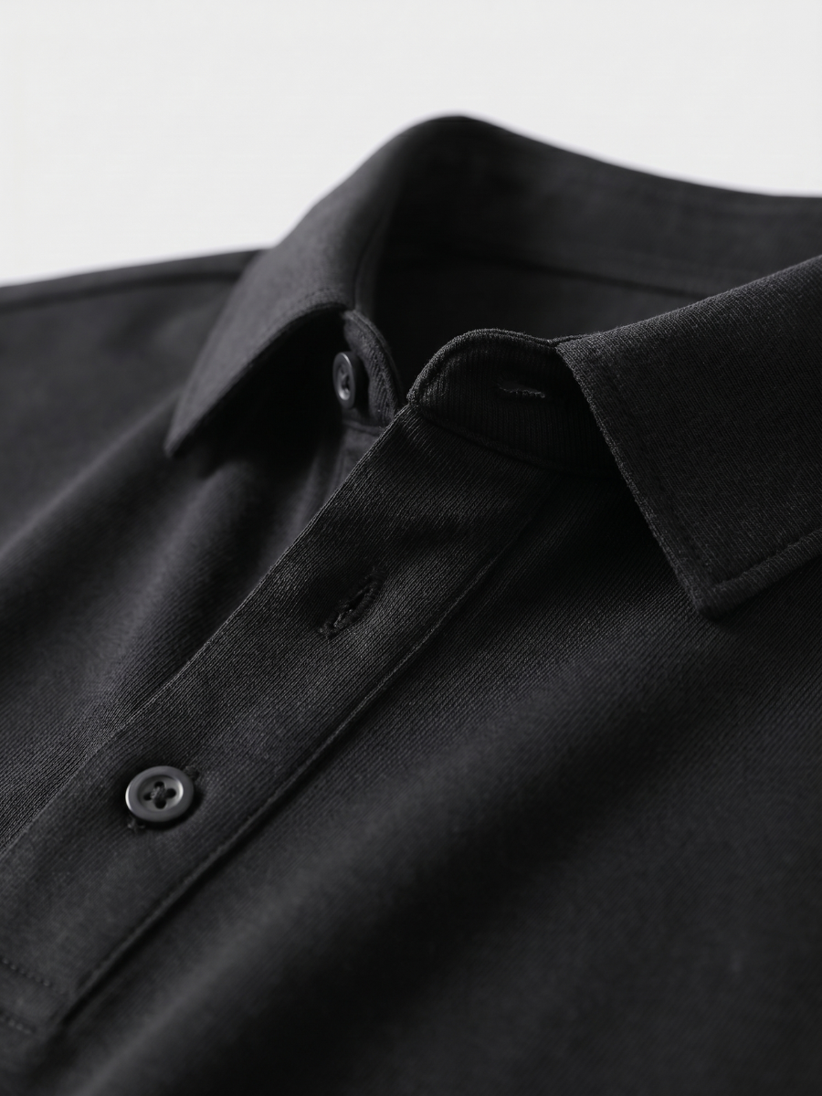 Black Cotton Polo