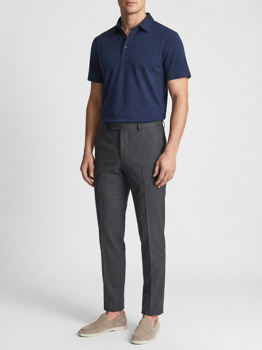 Riviera Blue Cotton Polo