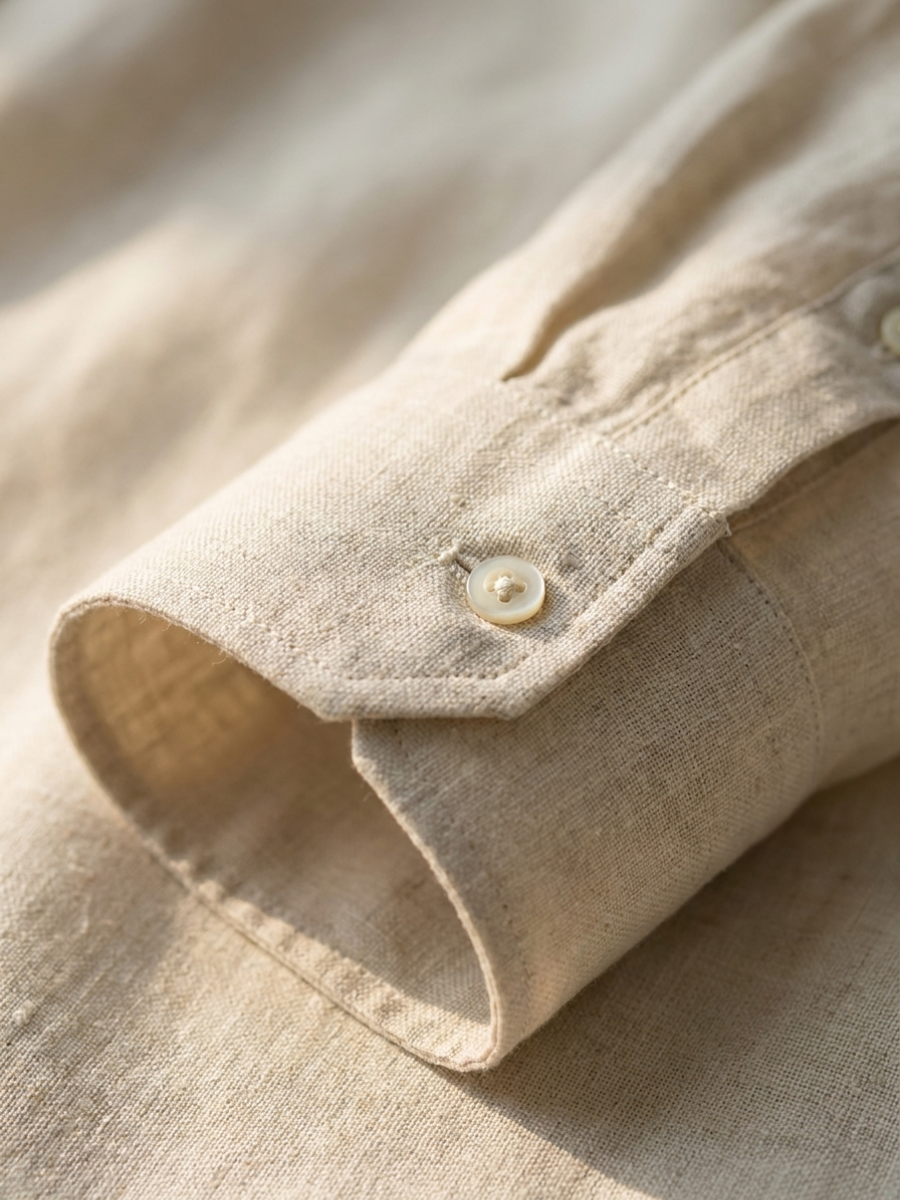Beige Long Sleeve Linen Shirt