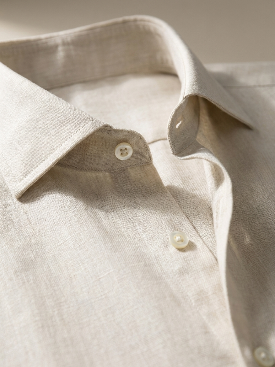 Beige Long Sleeve Linen Shirt