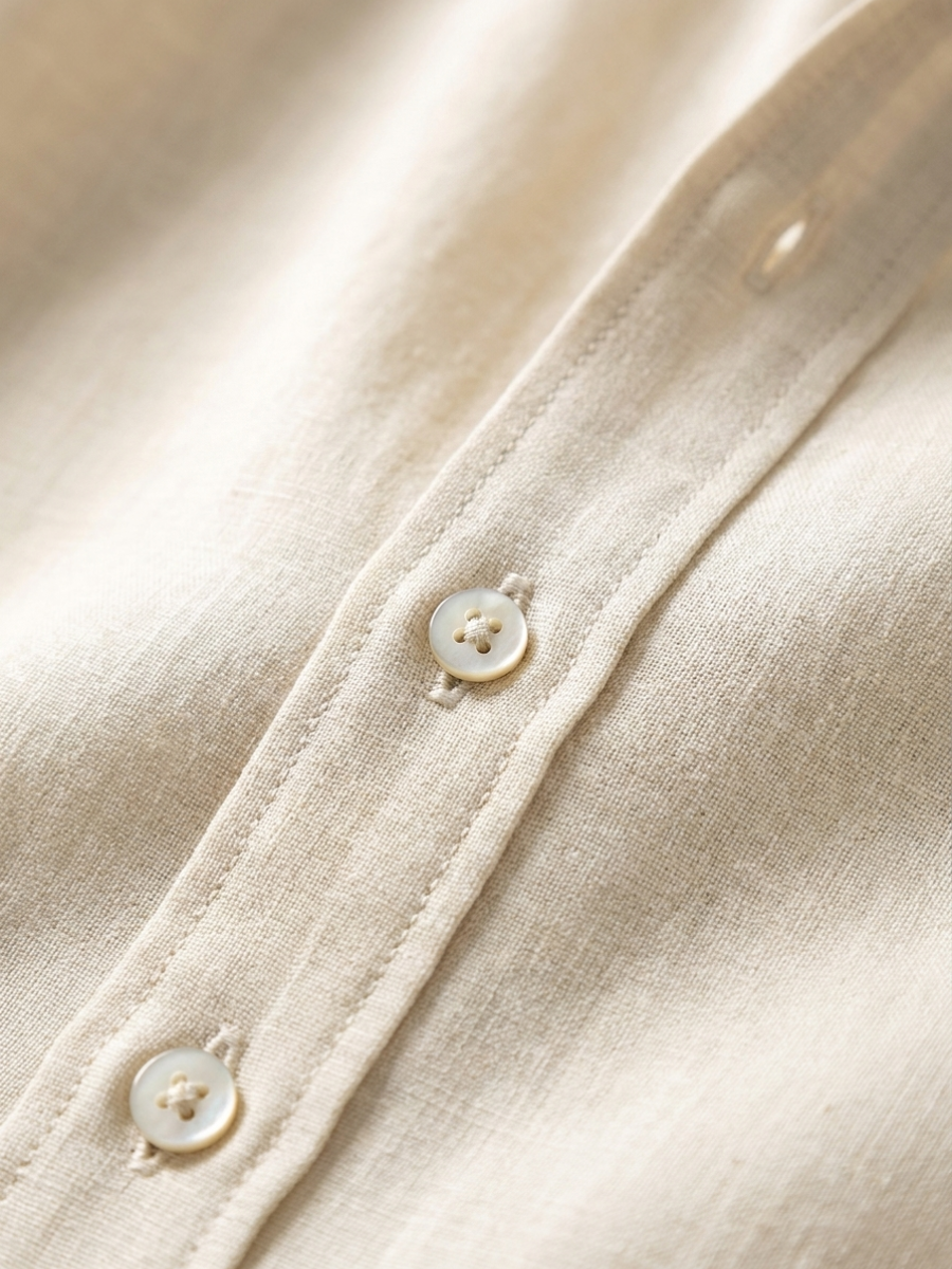 Beige Long Sleeve Linen Shirt