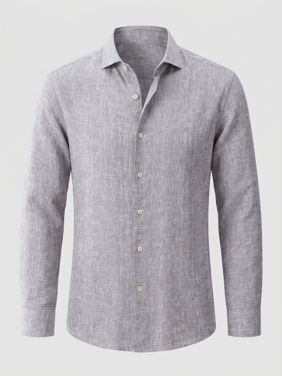 Grey Long Sleeve Linen Shirt