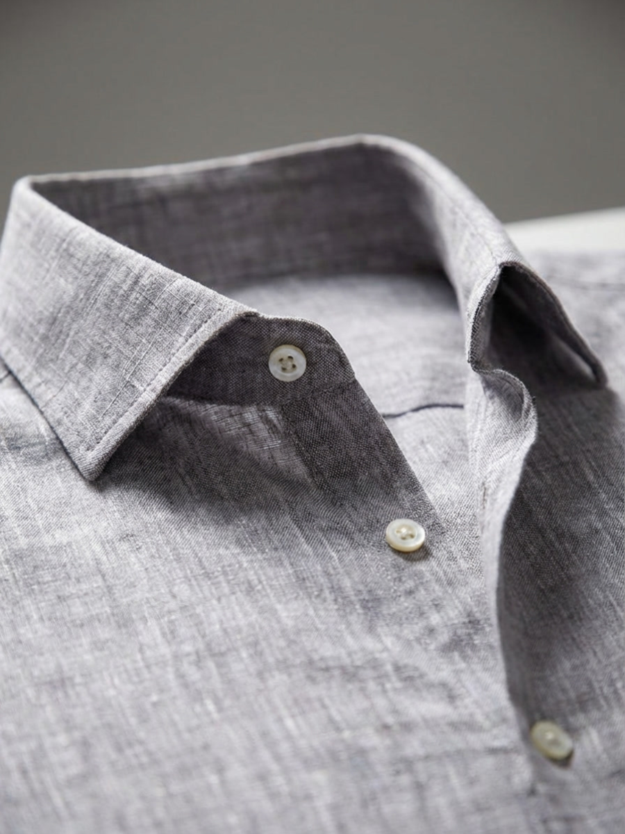 Grey Long Sleeve Linen Shirt