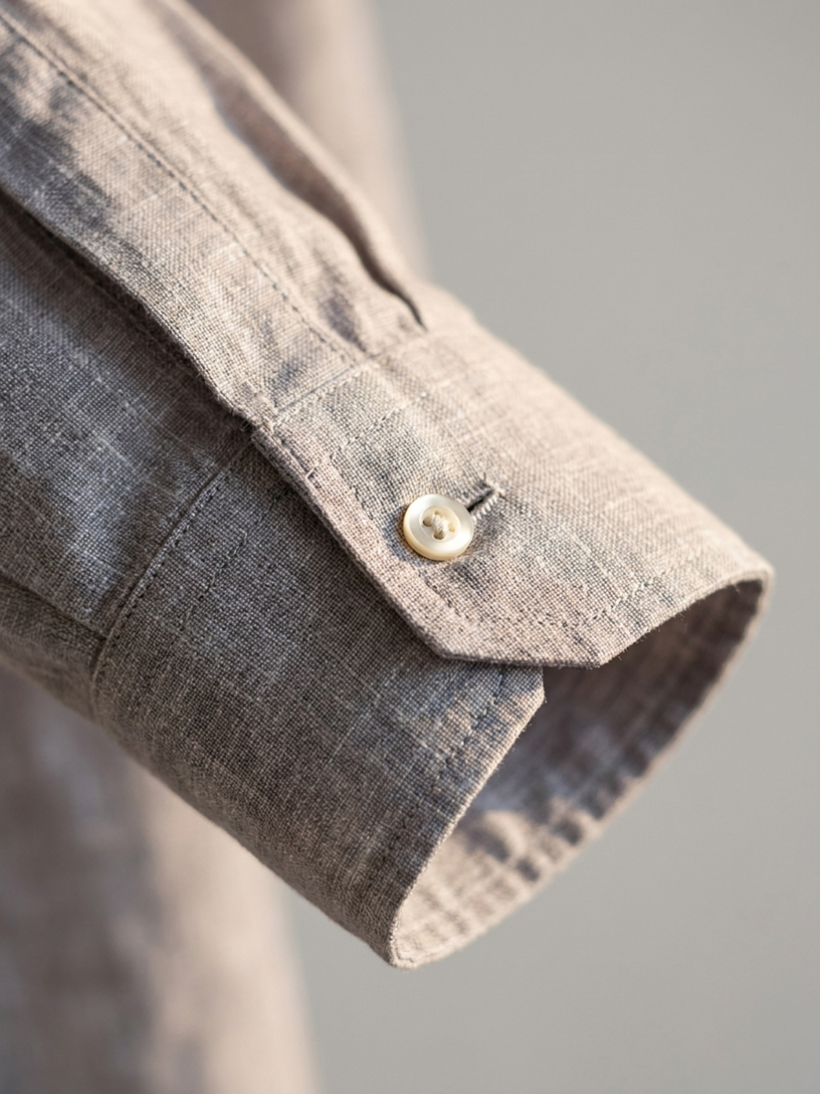 Grey Long Sleeve Linen Shirt