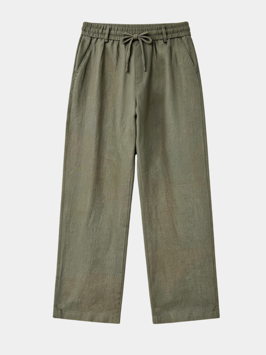 Olivfarbene Leinenhose