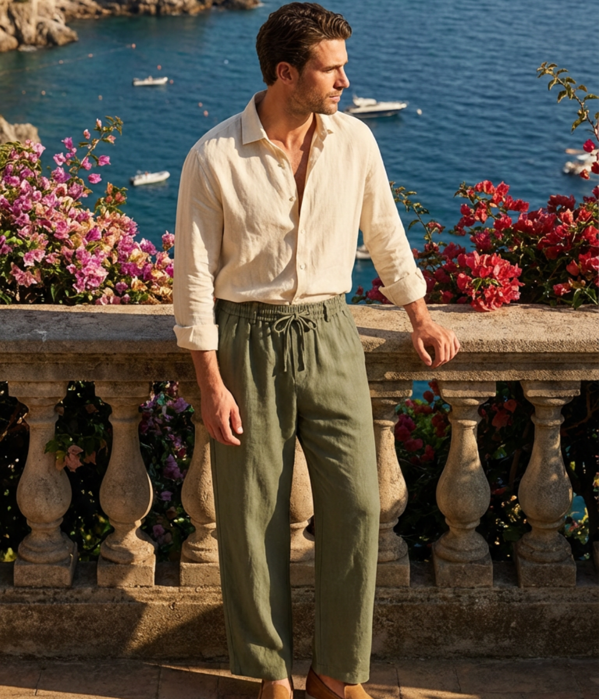 Olive Linen Trousers