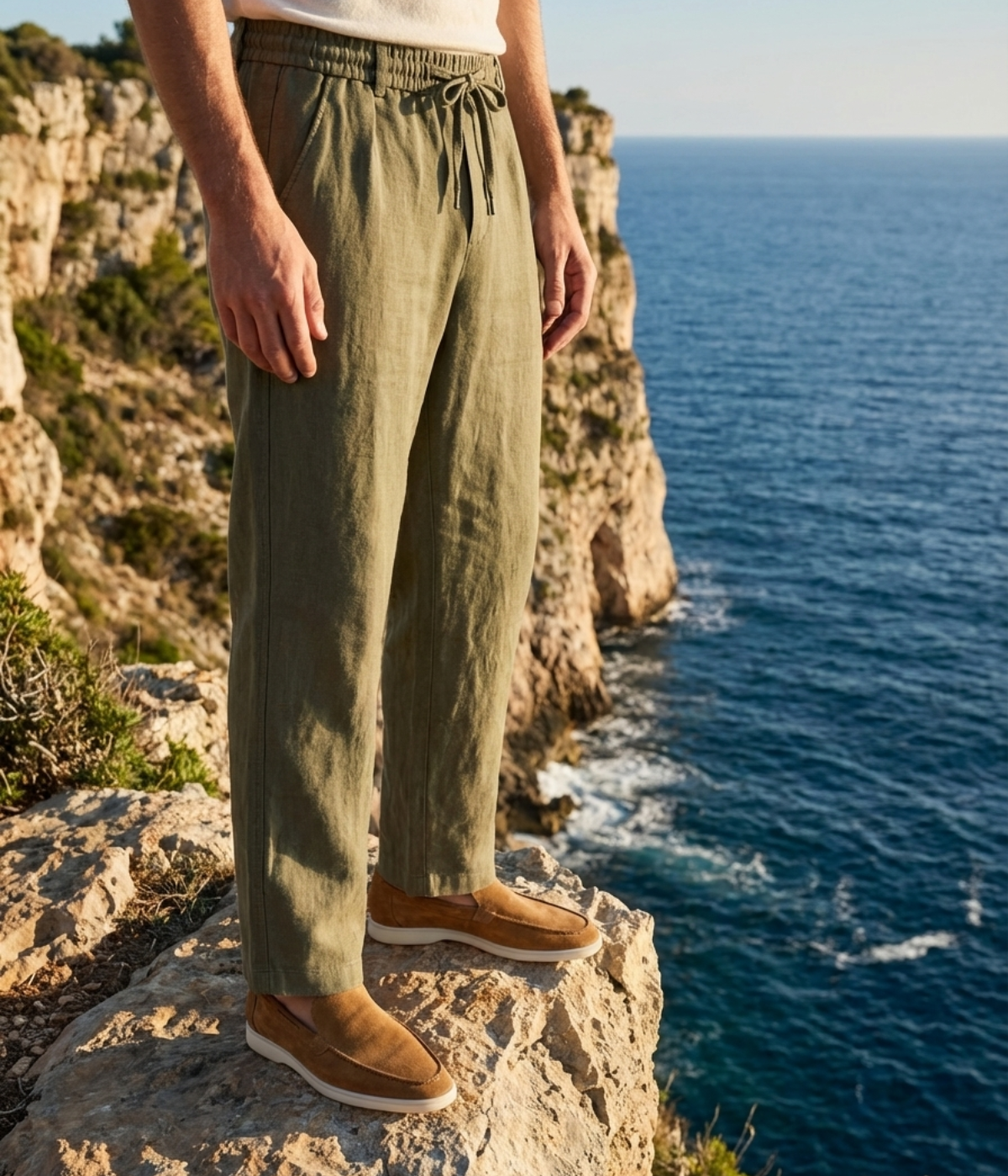 Olive Linen Trousers