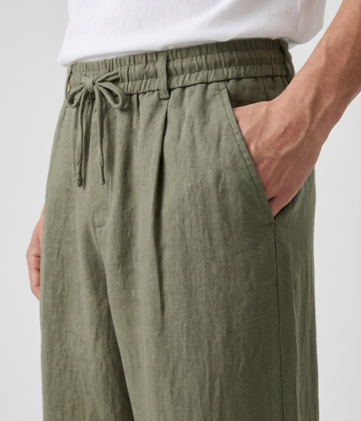 Olive Linen Trousers