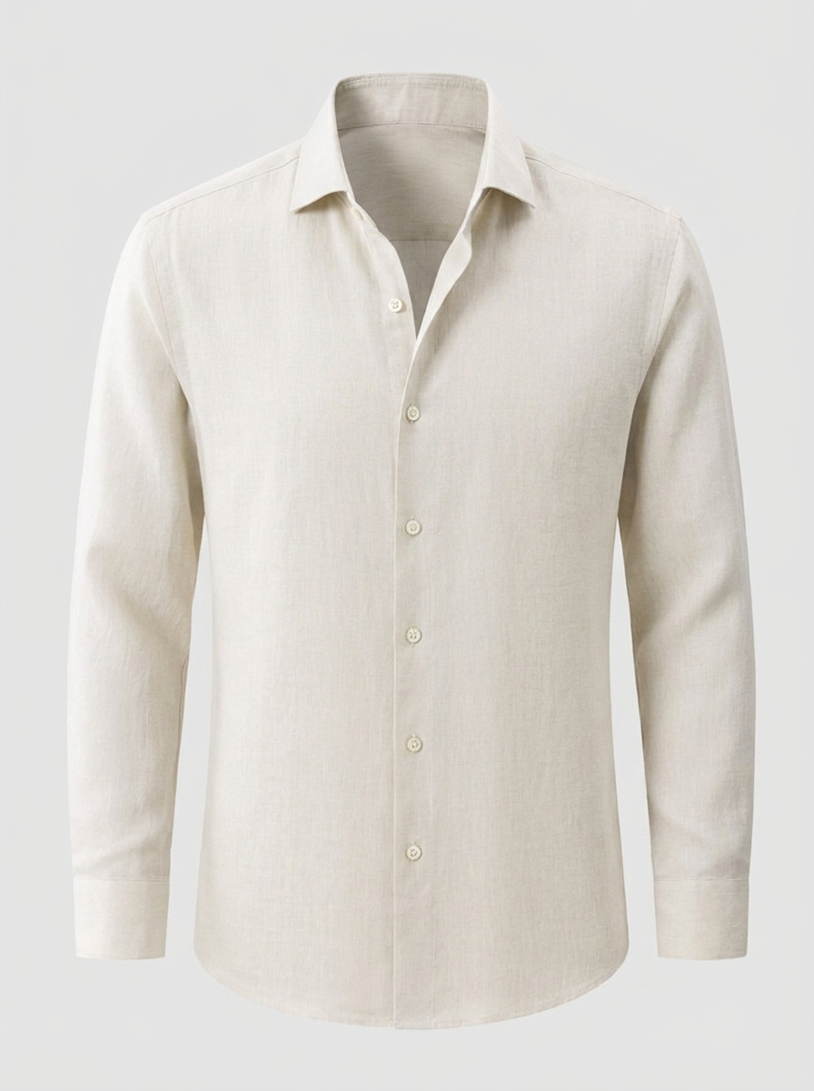 Beige Long Sleeve Linen Shirt