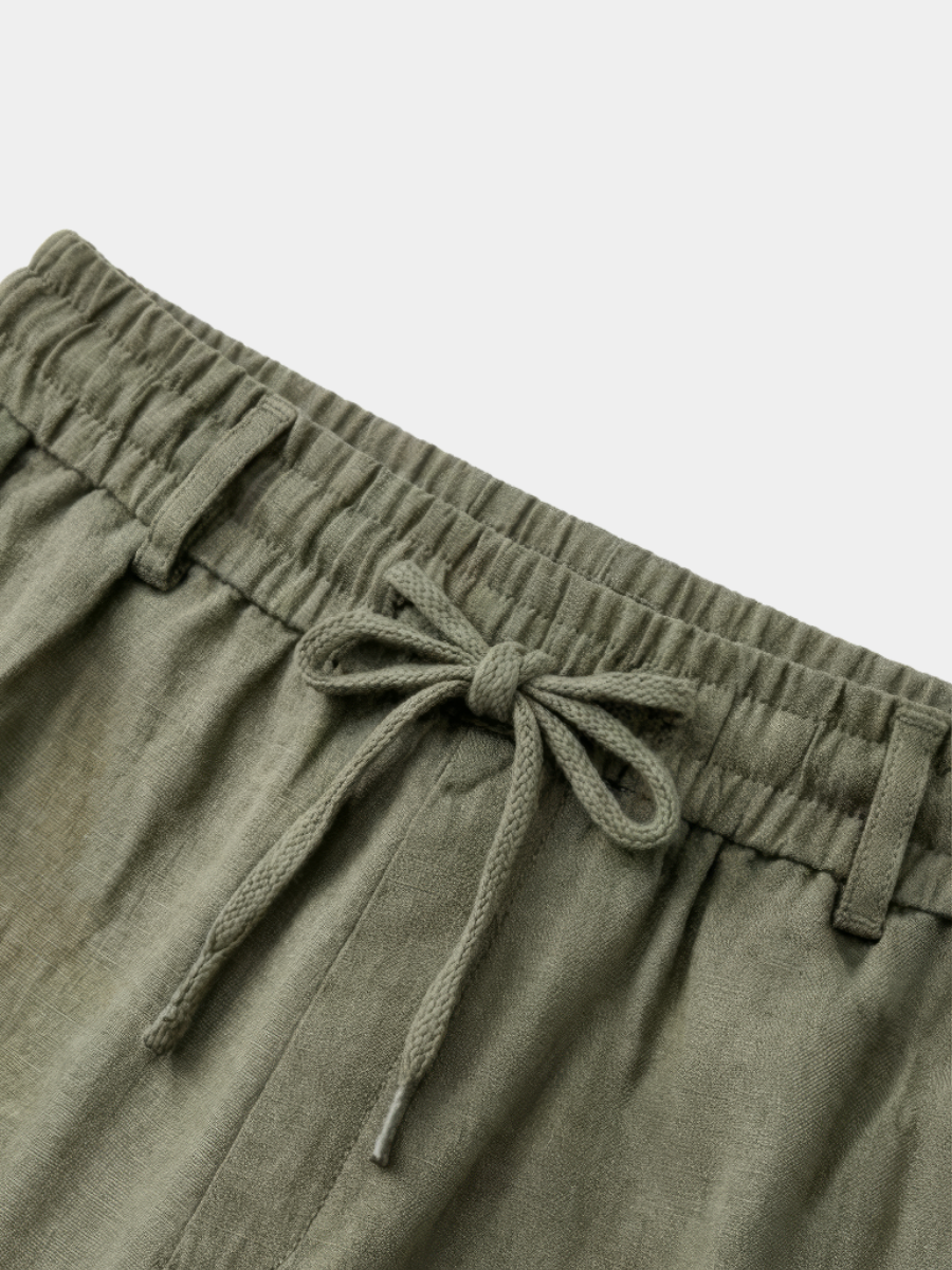 Olivfarbene Leinenhose