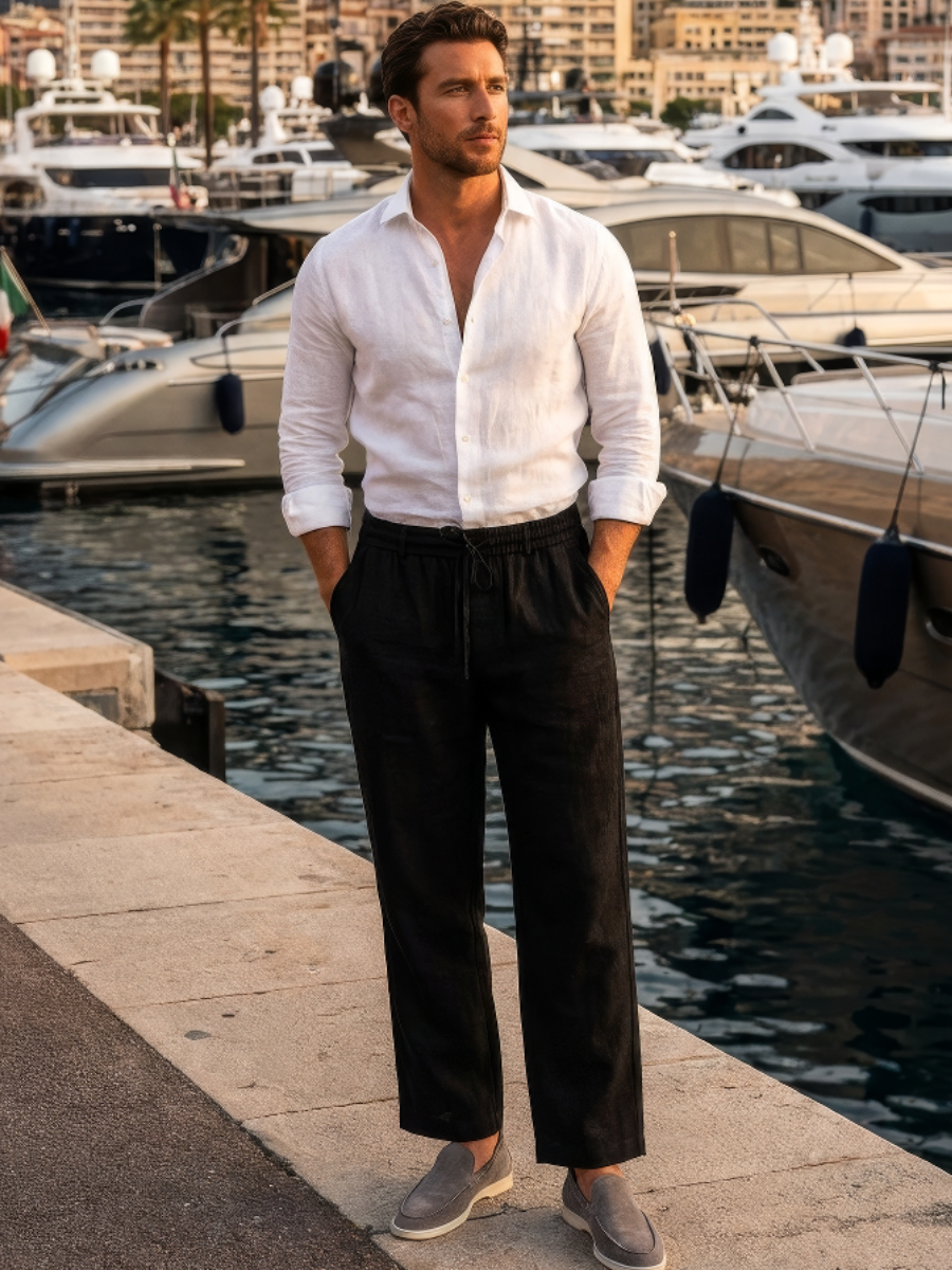 Pantalones de lino negros