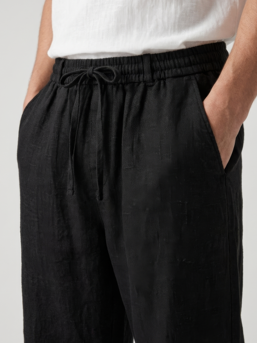 Schwarze Leinenhose