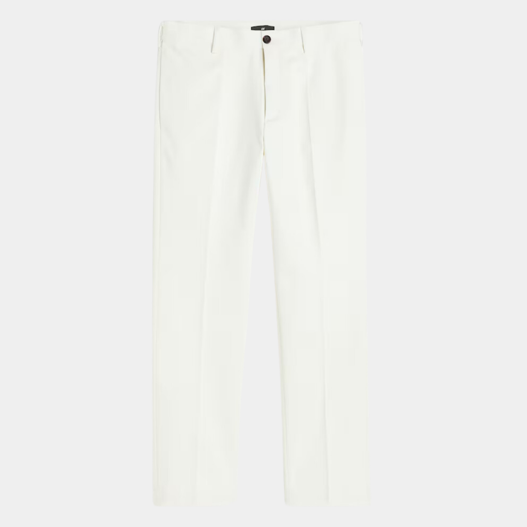 White Regular Fit Dress Pants