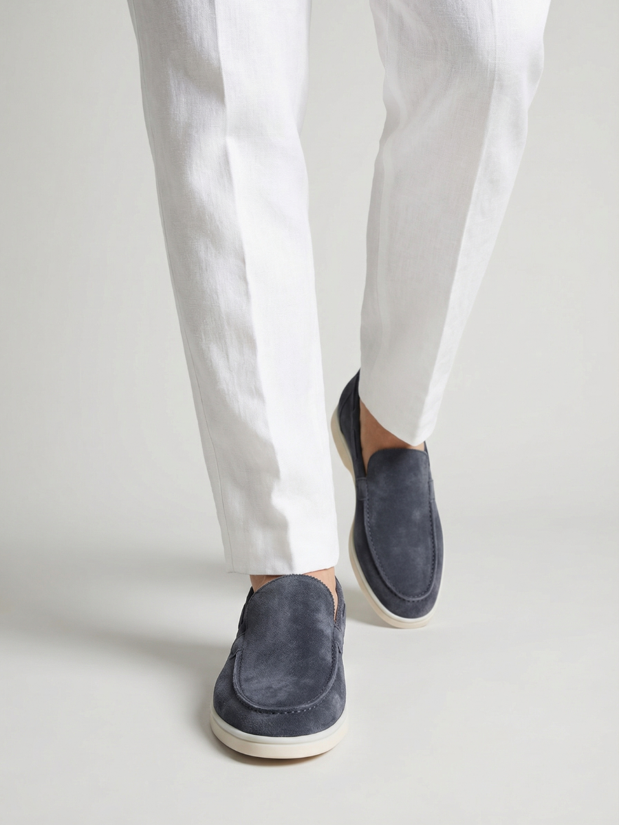 Stahlblaue Yacht-Loafer